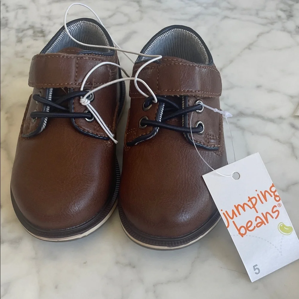 Brown Leather Oxford Kids Shoes size 5